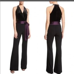 NEW $525 RAMY BROOK Nina Jumpsuit Black Merlot Silk/Velvet sz 4